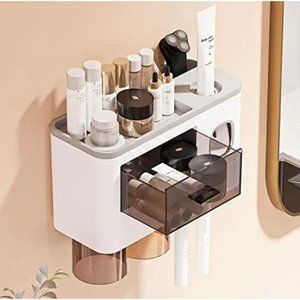 Aeakey Wall-Mounted Toothbrush Holders with Automatic Toothpaste Dispenser